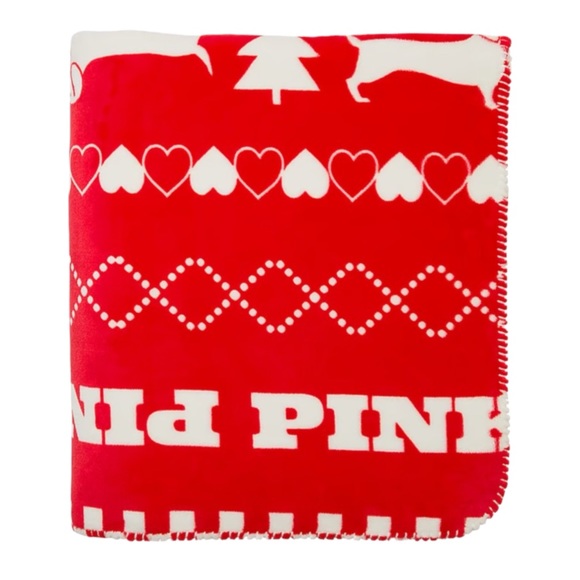 PINK Red And White Plush Blanket - Picture 2 of 2